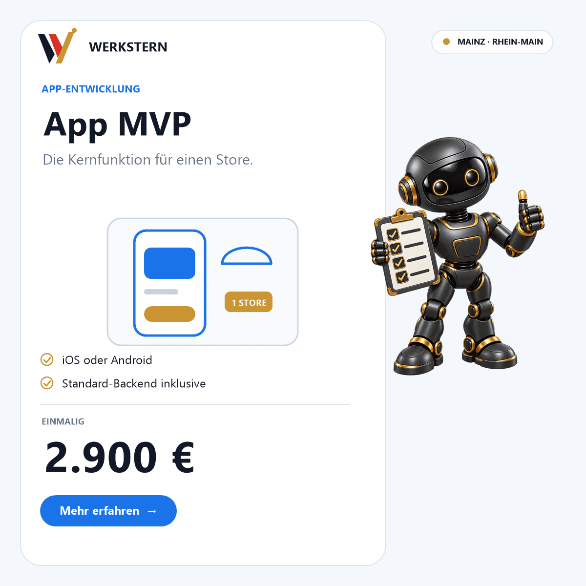 Werkstern Produktbild: App MVP · ein Store – 2.900 €