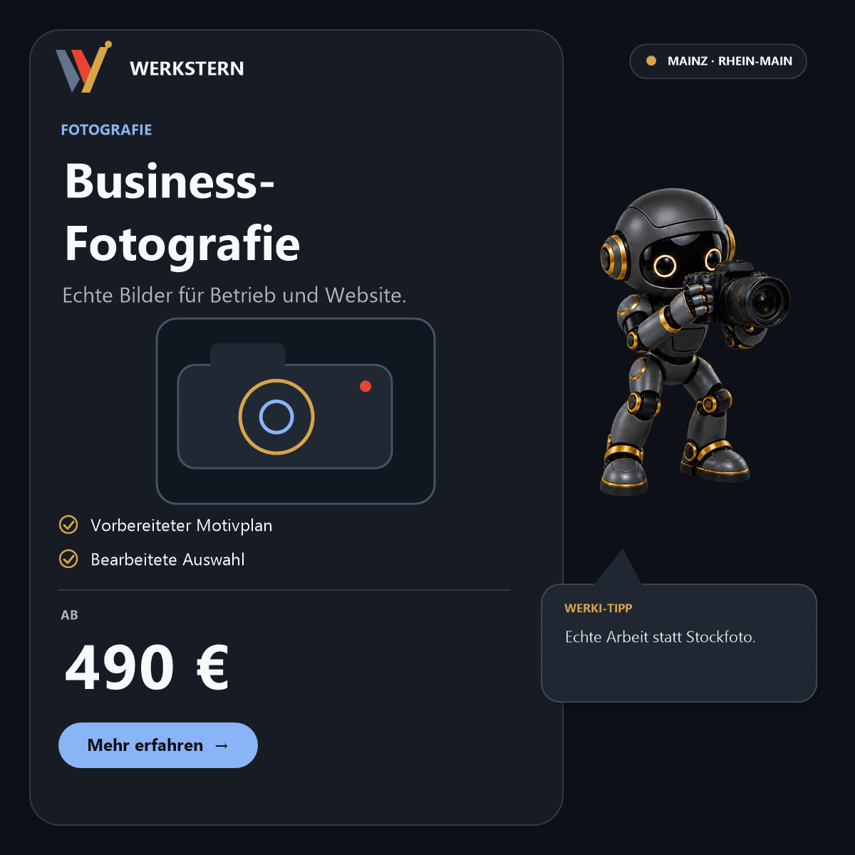 Werkstern Produktbild: Business-Fotografie – 490 €