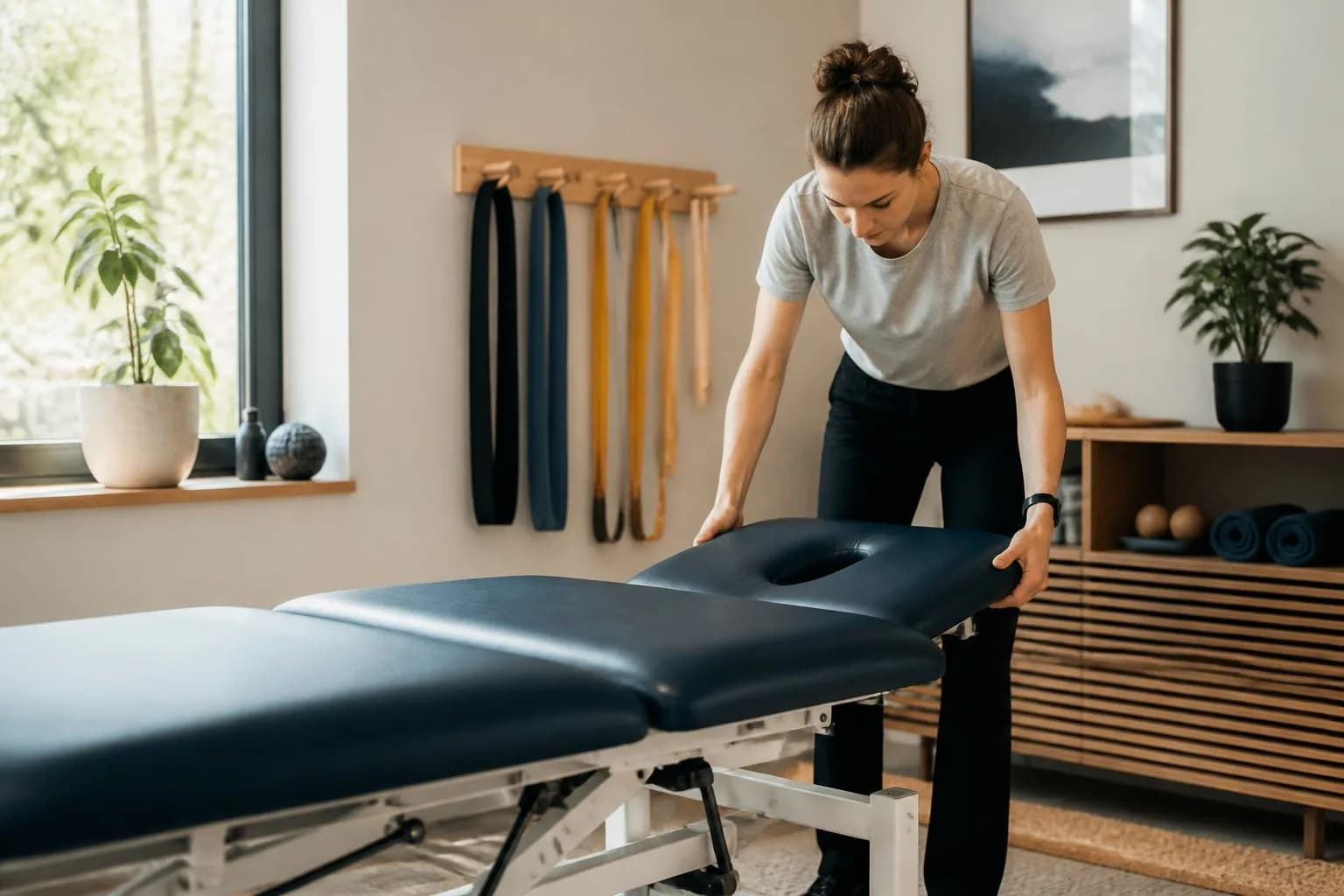 Helle Physiotherapiepraxis mit ruhiger und professioneller Atmosphäre