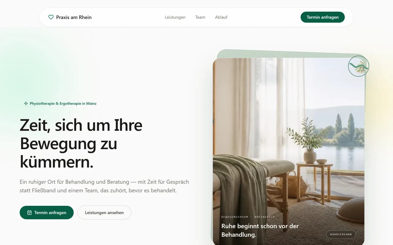 Praxis am Rhein: Screenshot der Frontpage