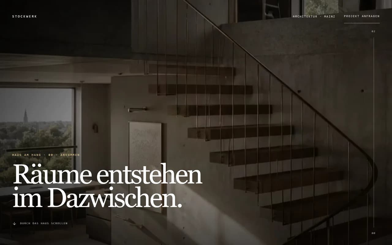 Stockwerk Architektur: Screenshot der Frontpage